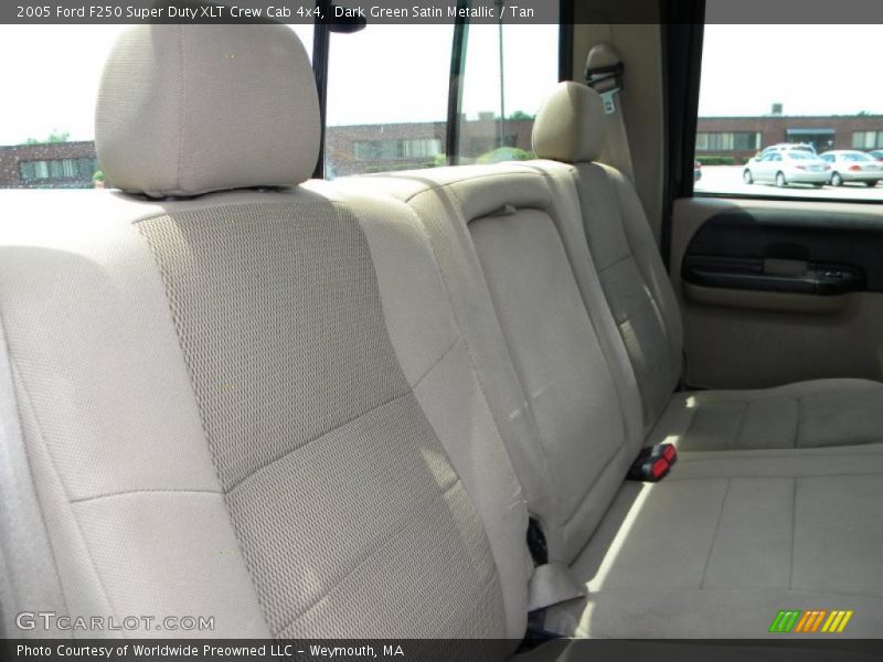 Dark Green Satin Metallic / Tan 2005 Ford F250 Super Duty XLT Crew Cab 4x4