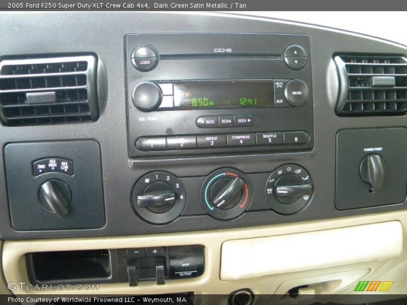 Dark Green Satin Metallic / Tan 2005 Ford F250 Super Duty XLT Crew Cab 4x4