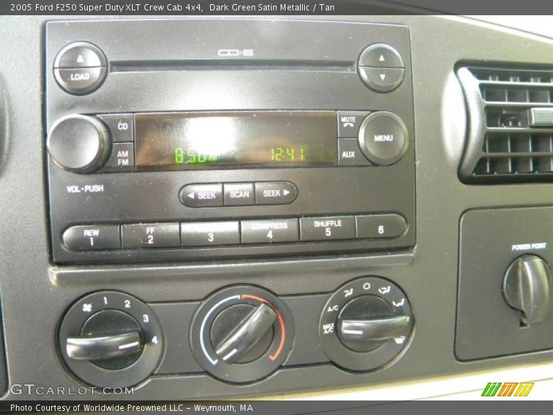 Dark Green Satin Metallic / Tan 2005 Ford F250 Super Duty XLT Crew Cab 4x4