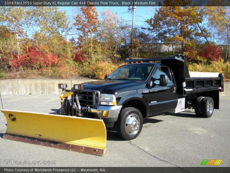 Front 3/4 View of 2004 F550 Super Duty XL Regular Cab 4x4 Chassis Plow Truck