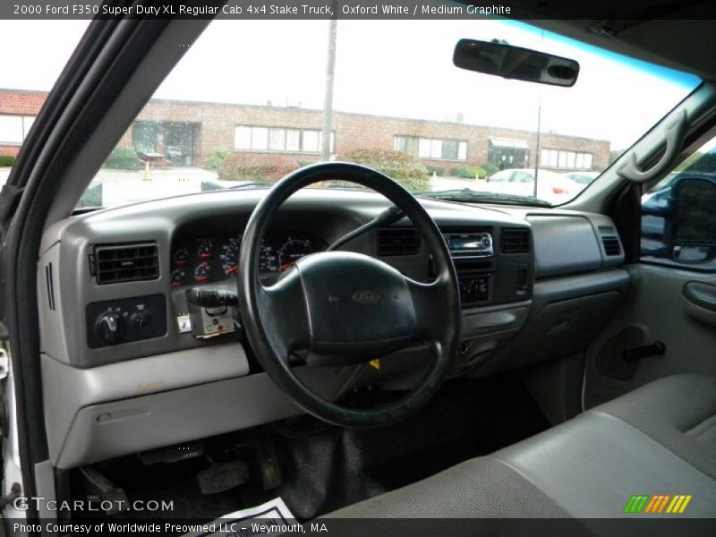 Oxford White / Medium Graphite 2000 Ford F350 Super Duty XL Regular Cab 4x4 Stake Truck