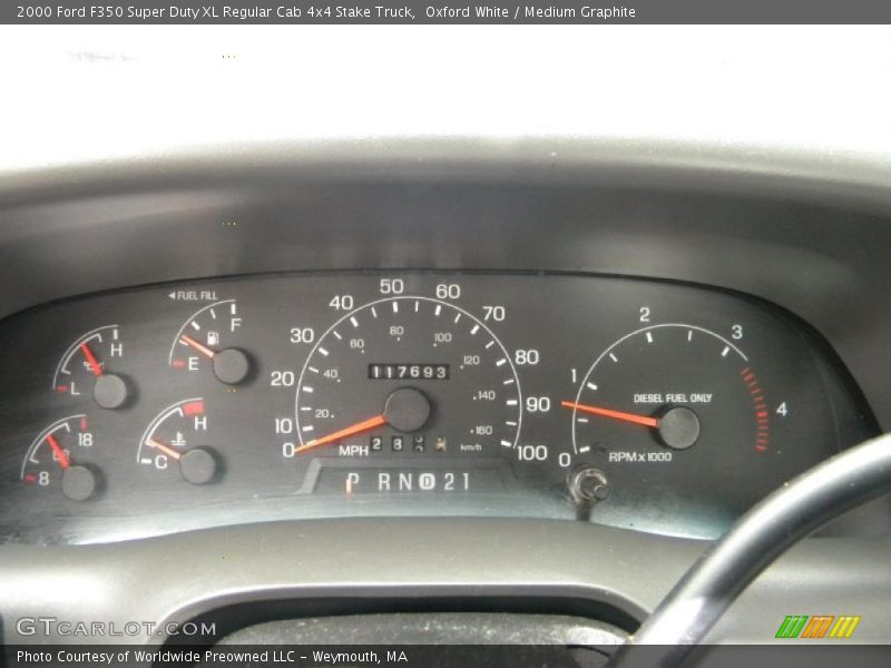 Oxford White / Medium Graphite 2000 Ford F350 Super Duty XL Regular Cab 4x4 Stake Truck