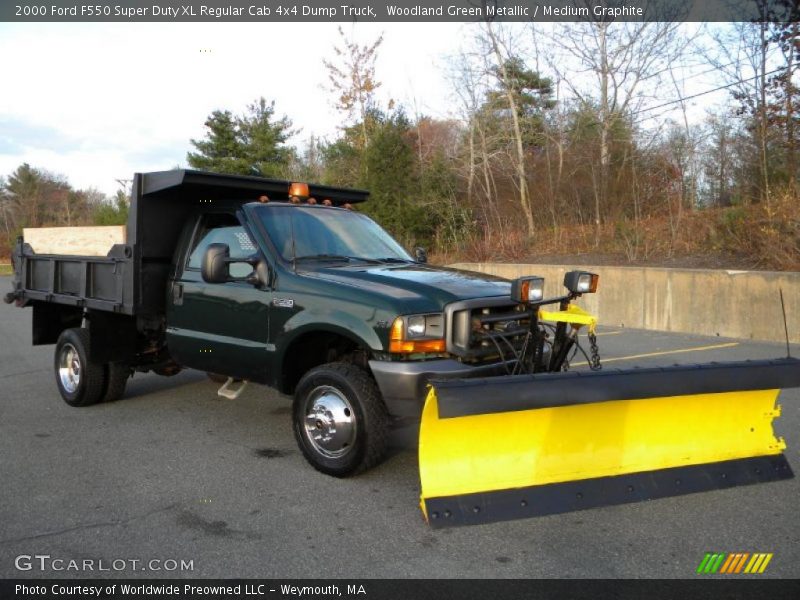 Woodland Green Metallic / Medium Graphite 2000 Ford F550 Super Duty XL Regular Cab 4x4 Dump Truck