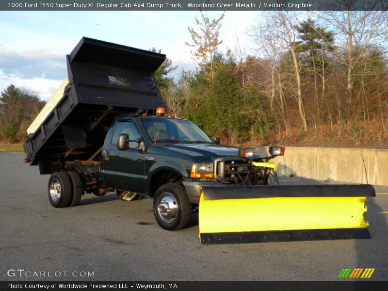 Woodland Green Metallic / Medium Graphite 2000 Ford F550 Super Duty XL Regular Cab 4x4 Dump Truck
