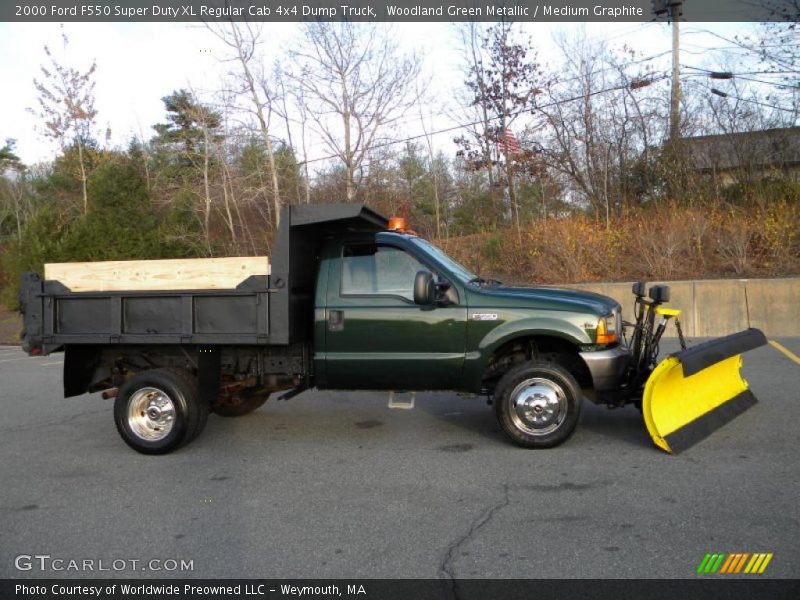 Woodland Green Metallic / Medium Graphite 2000 Ford F550 Super Duty XL Regular Cab 4x4 Dump Truck