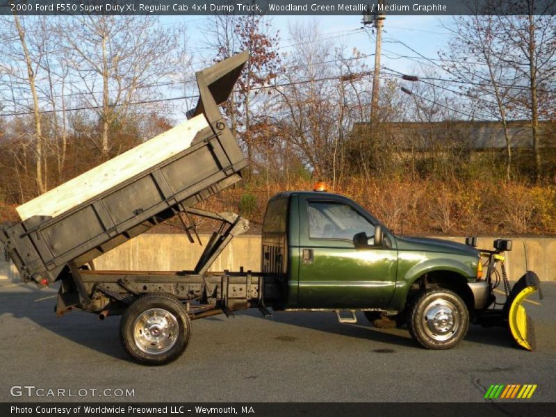 Woodland Green Metallic / Medium Graphite 2000 Ford F550 Super Duty XL Regular Cab 4x4 Dump Truck