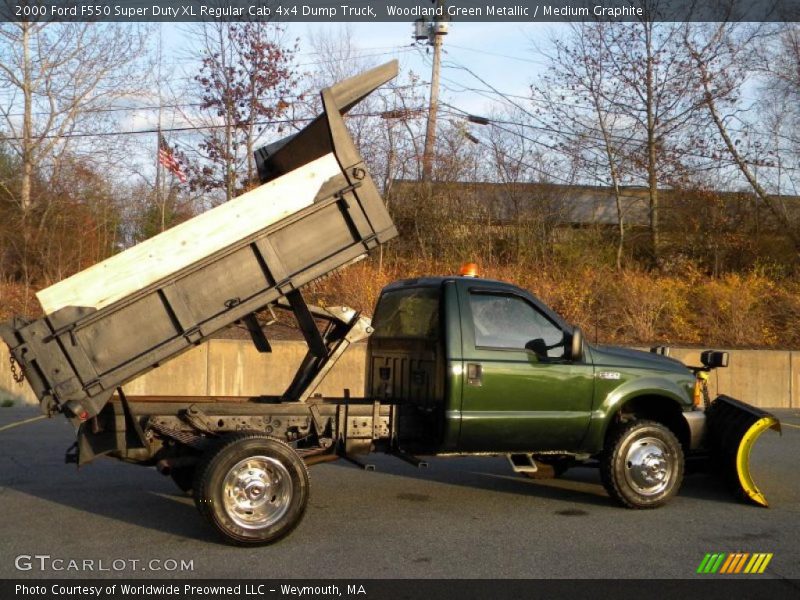 Woodland Green Metallic / Medium Graphite 2000 Ford F550 Super Duty XL Regular Cab 4x4 Dump Truck