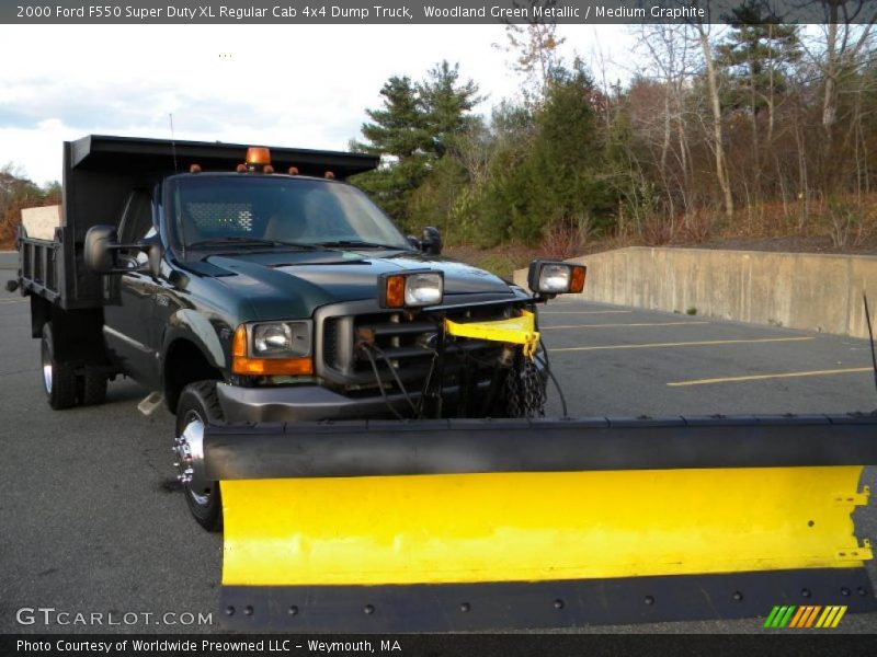 Woodland Green Metallic / Medium Graphite 2000 Ford F550 Super Duty XL Regular Cab 4x4 Dump Truck