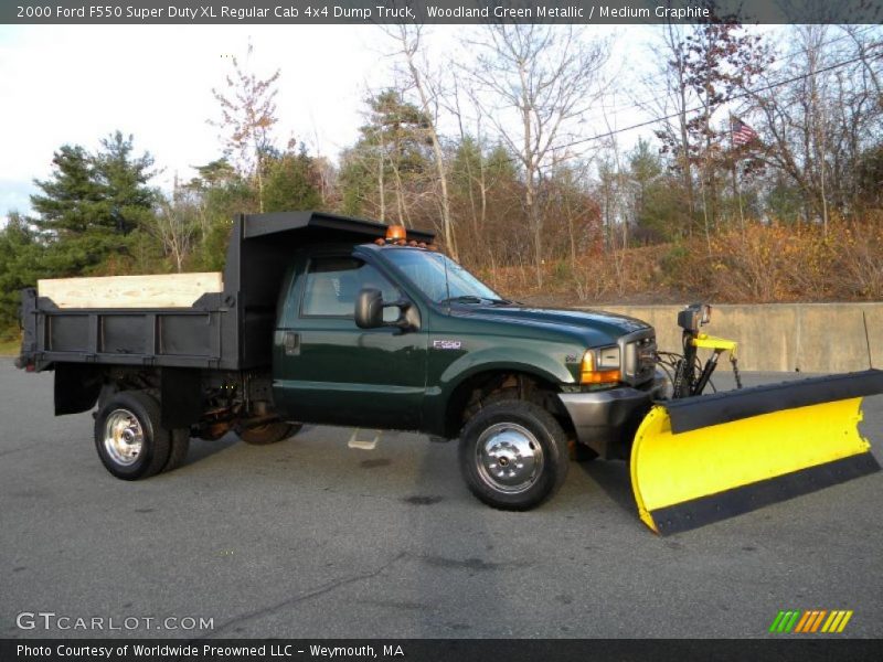 Woodland Green Metallic / Medium Graphite 2000 Ford F550 Super Duty XL Regular Cab 4x4 Dump Truck