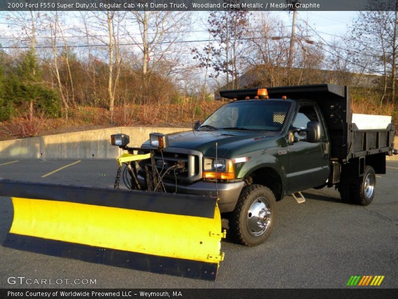 Woodland Green Metallic / Medium Graphite 2000 Ford F550 Super Duty XL Regular Cab 4x4 Dump Truck