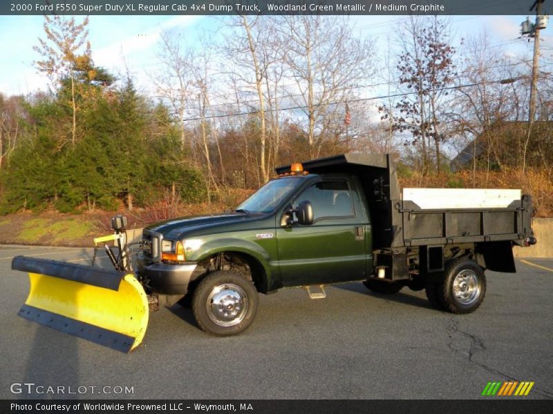 Woodland Green Metallic / Medium Graphite 2000 Ford F550 Super Duty XL Regular Cab 4x4 Dump Truck