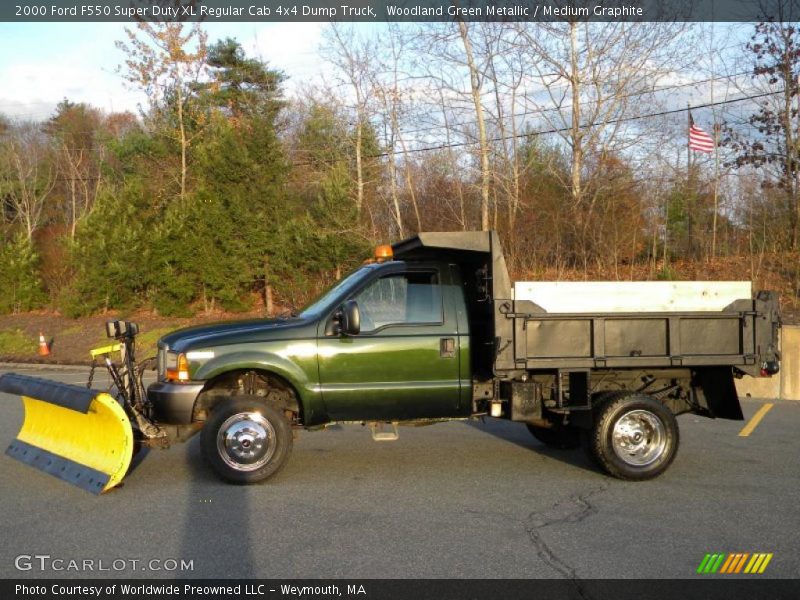 Woodland Green Metallic / Medium Graphite 2000 Ford F550 Super Duty XL Regular Cab 4x4 Dump Truck