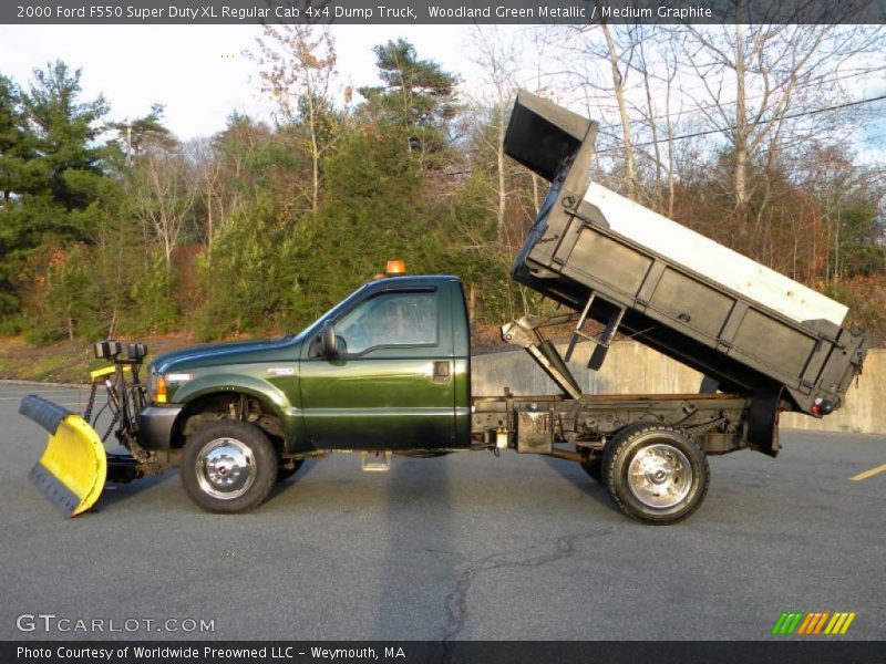 Woodland Green Metallic / Medium Graphite 2000 Ford F550 Super Duty XL Regular Cab 4x4 Dump Truck