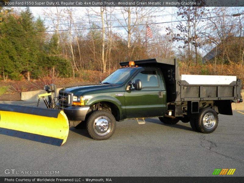 Woodland Green Metallic / Medium Graphite 2000 Ford F550 Super Duty XL Regular Cab 4x4 Dump Truck
