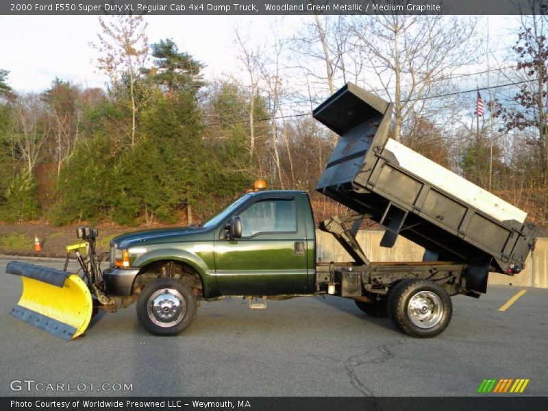 Woodland Green Metallic / Medium Graphite 2000 Ford F550 Super Duty XL Regular Cab 4x4 Dump Truck