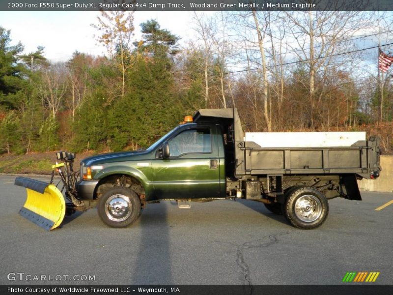 Woodland Green Metallic / Medium Graphite 2000 Ford F550 Super Duty XL Regular Cab 4x4 Dump Truck