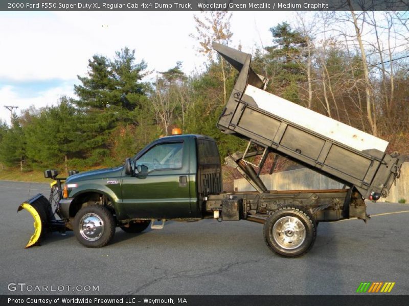 Woodland Green Metallic / Medium Graphite 2000 Ford F550 Super Duty XL Regular Cab 4x4 Dump Truck