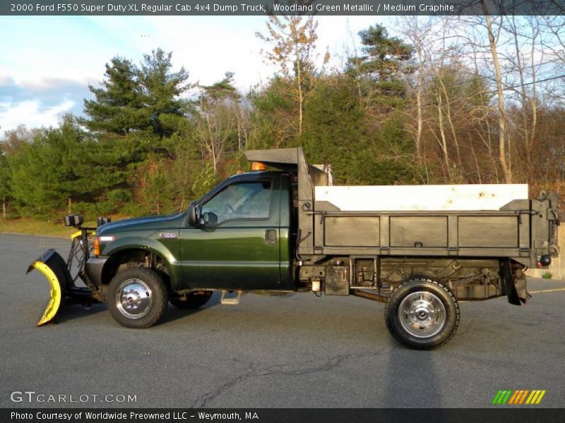 Woodland Green Metallic / Medium Graphite 2000 Ford F550 Super Duty XL Regular Cab 4x4 Dump Truck