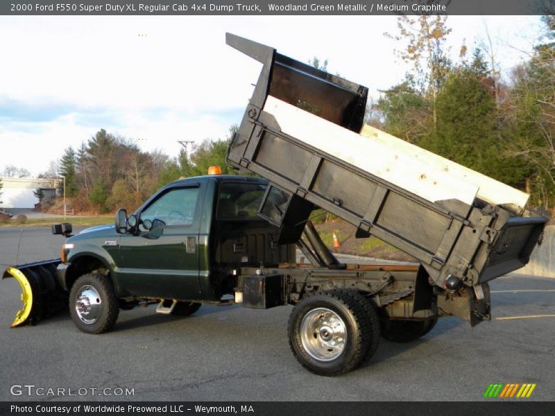 Woodland Green Metallic / Medium Graphite 2000 Ford F550 Super Duty XL Regular Cab 4x4 Dump Truck