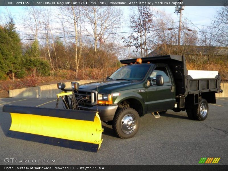 Woodland Green Metallic / Medium Graphite 2000 Ford F550 Super Duty XL Regular Cab 4x4 Dump Truck