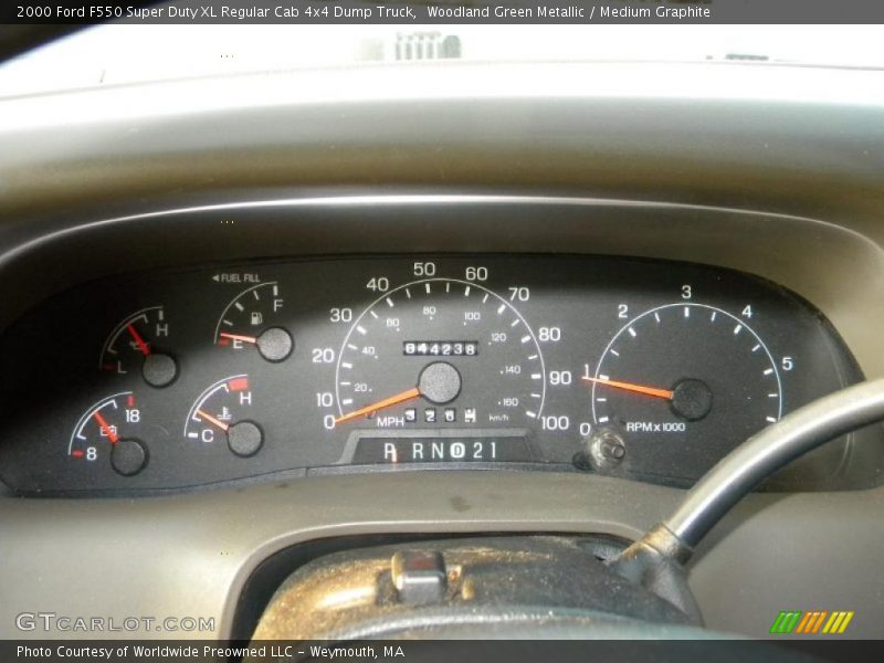 Woodland Green Metallic / Medium Graphite 2000 Ford F550 Super Duty XL Regular Cab 4x4 Dump Truck