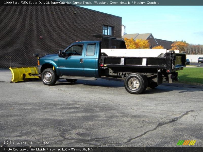 Woodland Green Metallic / Medium Graphite 1999 Ford F350 Super Duty XL SuperCab 4x4 Dump Truck