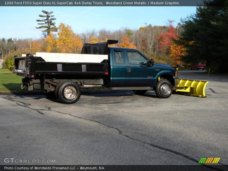 Woodland Green Metallic / Medium Graphite 1999 Ford F350 Super Duty XL SuperCab 4x4 Dump Truck