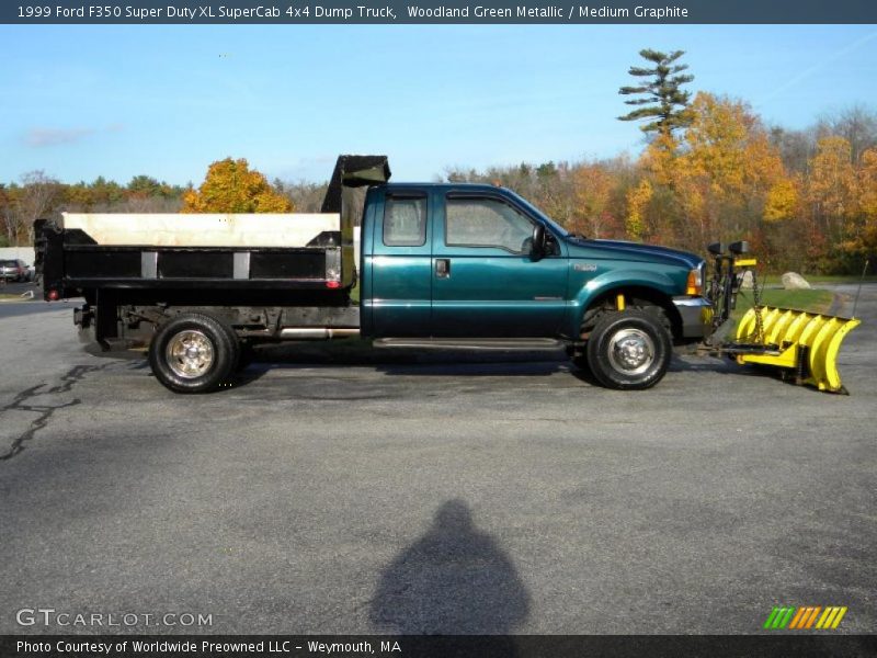 Woodland Green Metallic / Medium Graphite 1999 Ford F350 Super Duty XL SuperCab 4x4 Dump Truck