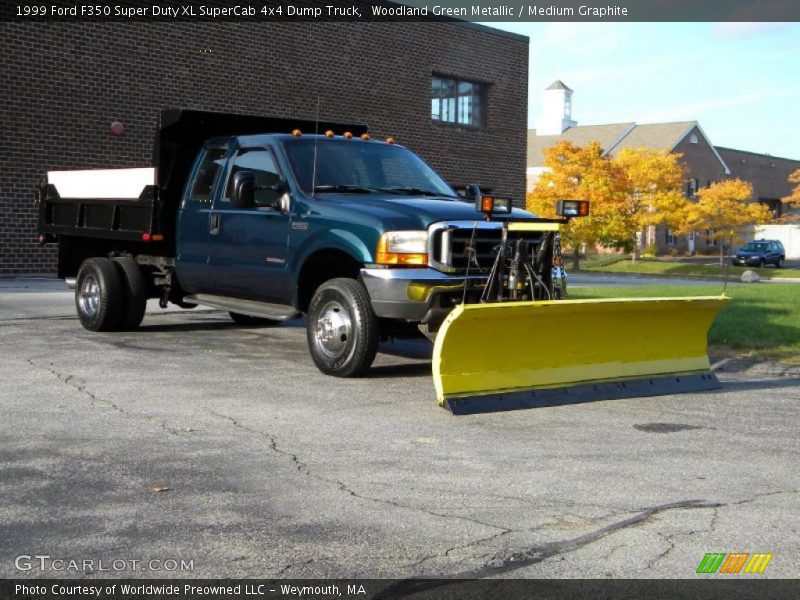 Woodland Green Metallic / Medium Graphite 1999 Ford F350 Super Duty XL SuperCab 4x4 Dump Truck