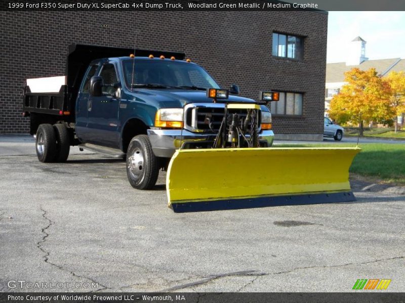 Woodland Green Metallic / Medium Graphite 1999 Ford F350 Super Duty XL SuperCab 4x4 Dump Truck