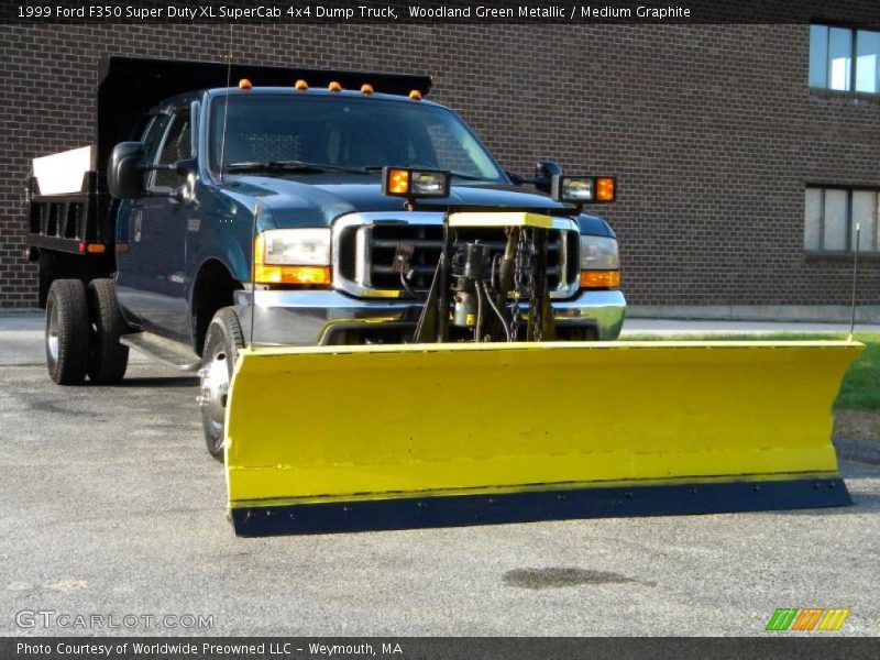 Woodland Green Metallic / Medium Graphite 1999 Ford F350 Super Duty XL SuperCab 4x4 Dump Truck