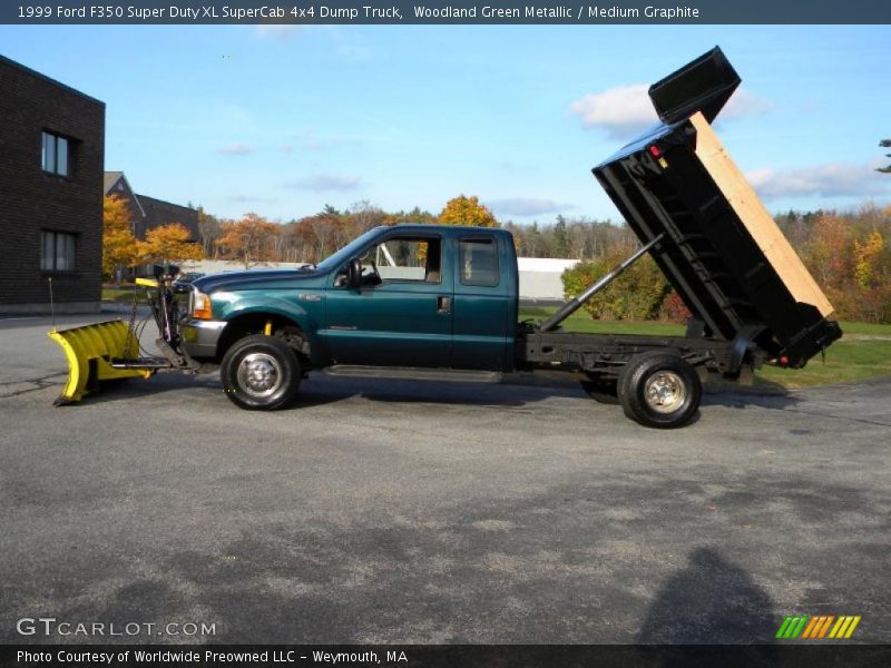 Woodland Green Metallic / Medium Graphite 1999 Ford F350 Super Duty XL SuperCab 4x4 Dump Truck