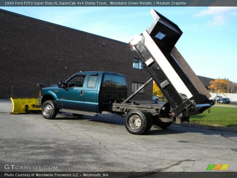 Woodland Green Metallic / Medium Graphite 1999 Ford F350 Super Duty XL SuperCab 4x4 Dump Truck