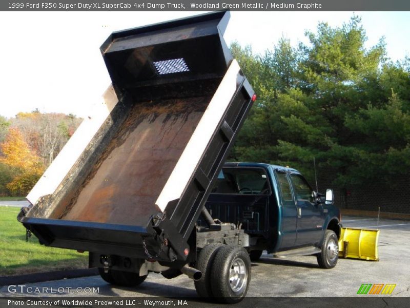Woodland Green Metallic / Medium Graphite 1999 Ford F350 Super Duty XL SuperCab 4x4 Dump Truck