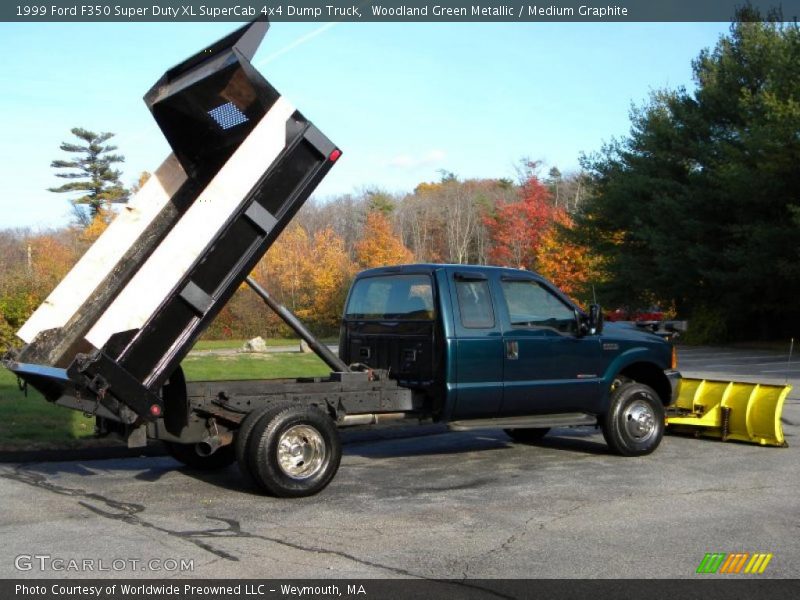 Woodland Green Metallic / Medium Graphite 1999 Ford F350 Super Duty XL SuperCab 4x4 Dump Truck
