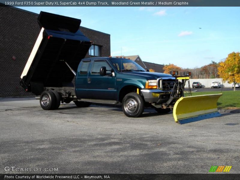 Woodland Green Metallic / Medium Graphite 1999 Ford F350 Super Duty XL SuperCab 4x4 Dump Truck