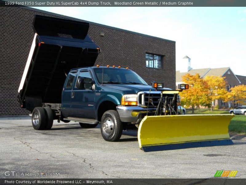 Woodland Green Metallic / Medium Graphite 1999 Ford F350 Super Duty XL SuperCab 4x4 Dump Truck