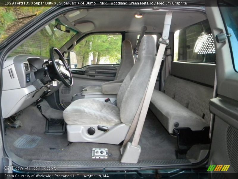Woodland Green Metallic / Medium Graphite 1999 Ford F350 Super Duty XL SuperCab 4x4 Dump Truck