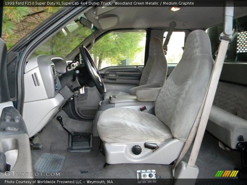 Woodland Green Metallic / Medium Graphite 1999 Ford F350 Super Duty XL SuperCab 4x4 Dump Truck