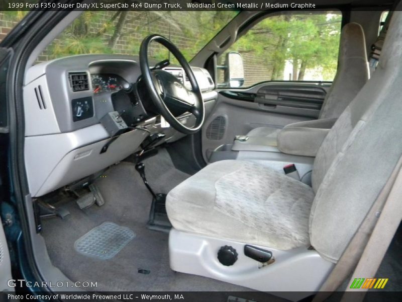 Woodland Green Metallic / Medium Graphite 1999 Ford F350 Super Duty XL SuperCab 4x4 Dump Truck