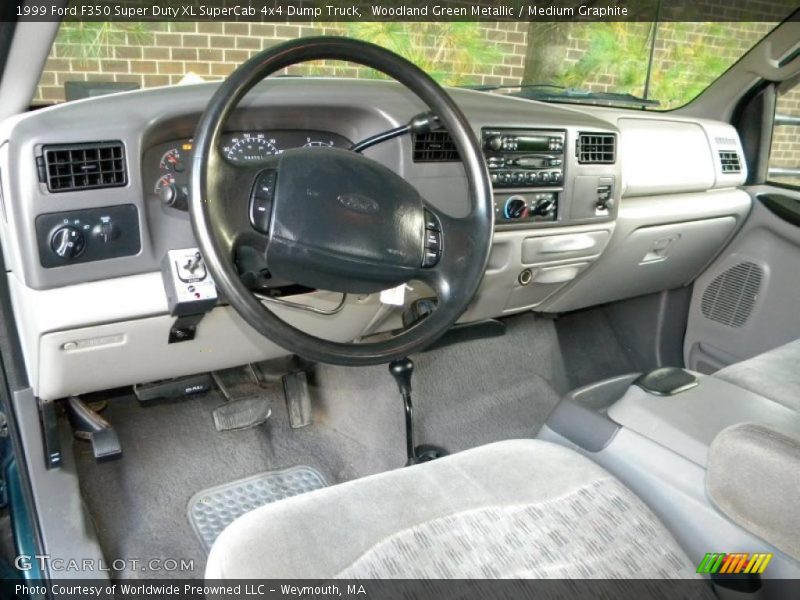 Woodland Green Metallic / Medium Graphite 1999 Ford F350 Super Duty XL SuperCab 4x4 Dump Truck