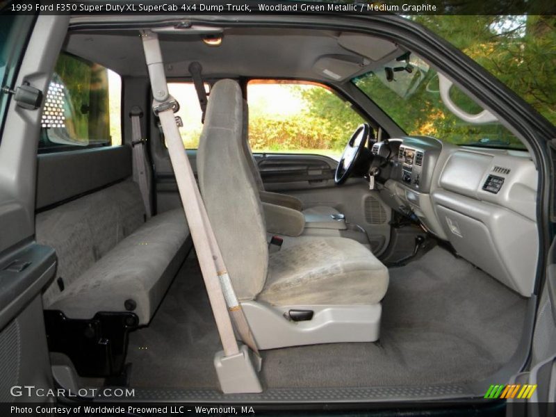 Woodland Green Metallic / Medium Graphite 1999 Ford F350 Super Duty XL SuperCab 4x4 Dump Truck