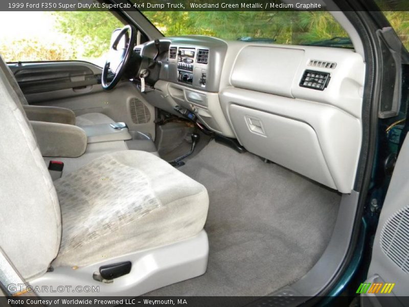 Woodland Green Metallic / Medium Graphite 1999 Ford F350 Super Duty XL SuperCab 4x4 Dump Truck