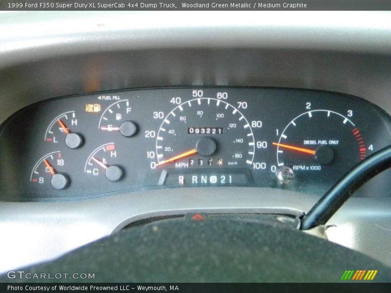 Woodland Green Metallic / Medium Graphite 1999 Ford F350 Super Duty XL SuperCab 4x4 Dump Truck