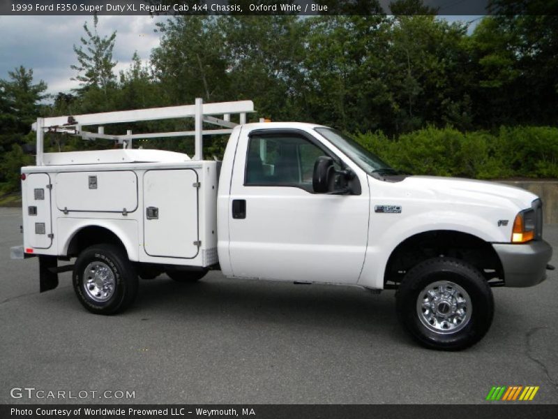 Oxford White / Blue 1999 Ford F350 Super Duty XL Regular Cab 4x4 Chassis