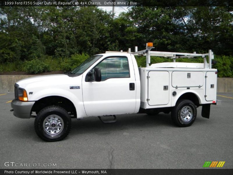 Oxford White / Blue 1999 Ford F350 Super Duty XL Regular Cab 4x4 Chassis