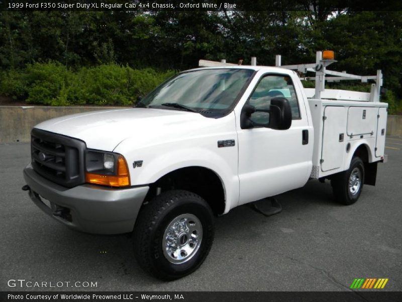 Oxford White / Blue 1999 Ford F350 Super Duty XL Regular Cab 4x4 Chassis