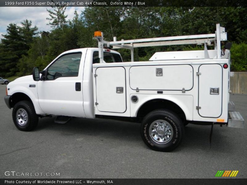 Oxford White / Blue 1999 Ford F350 Super Duty XL Regular Cab 4x4 Chassis