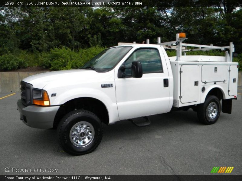 Oxford White / Blue 1999 Ford F350 Super Duty XL Regular Cab 4x4 Chassis