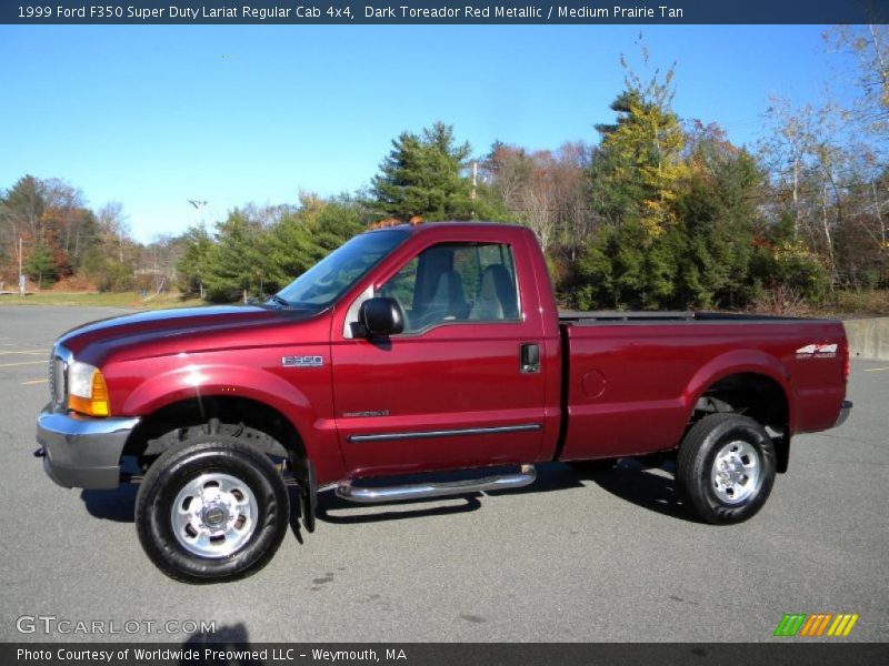 Dark Toreador Red Metallic / Medium Prairie Tan 1999 Ford F350 Super Duty Lariat Regular Cab 4x4